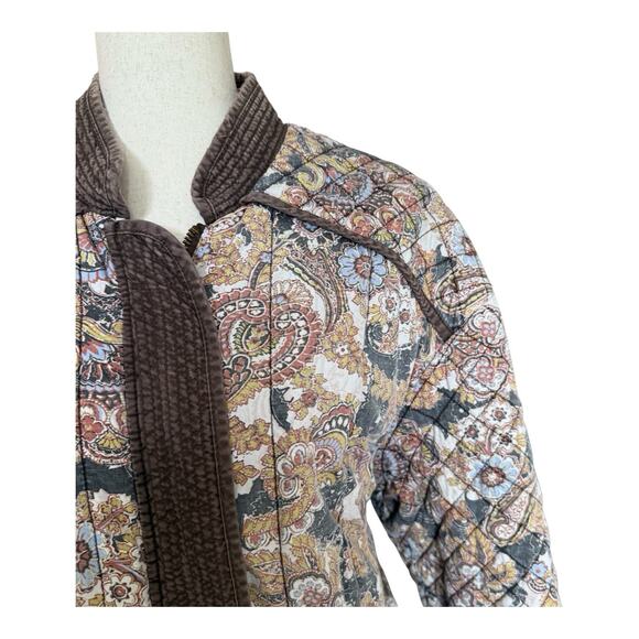 Free People Great Escape Reversible Quilted Bomber Jacket Paisley Print Size S - Picture 6 of 12
